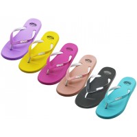 S8019L-A Wholesale Women's "Wave" Super Soft Rubber Thong sandals (*Asst. Black, Peach, Lilac, Lt. Blue, Yellow & Hot Pink)